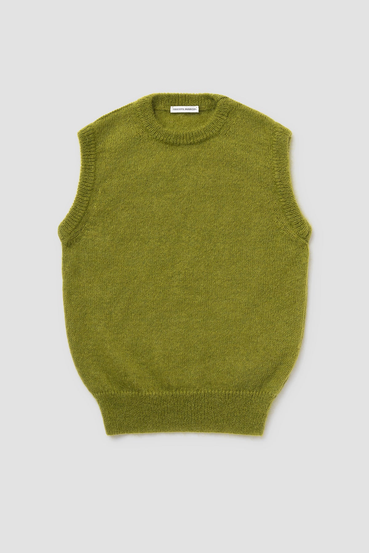Pull sans manche Vert Mousse en Mohair Made in France