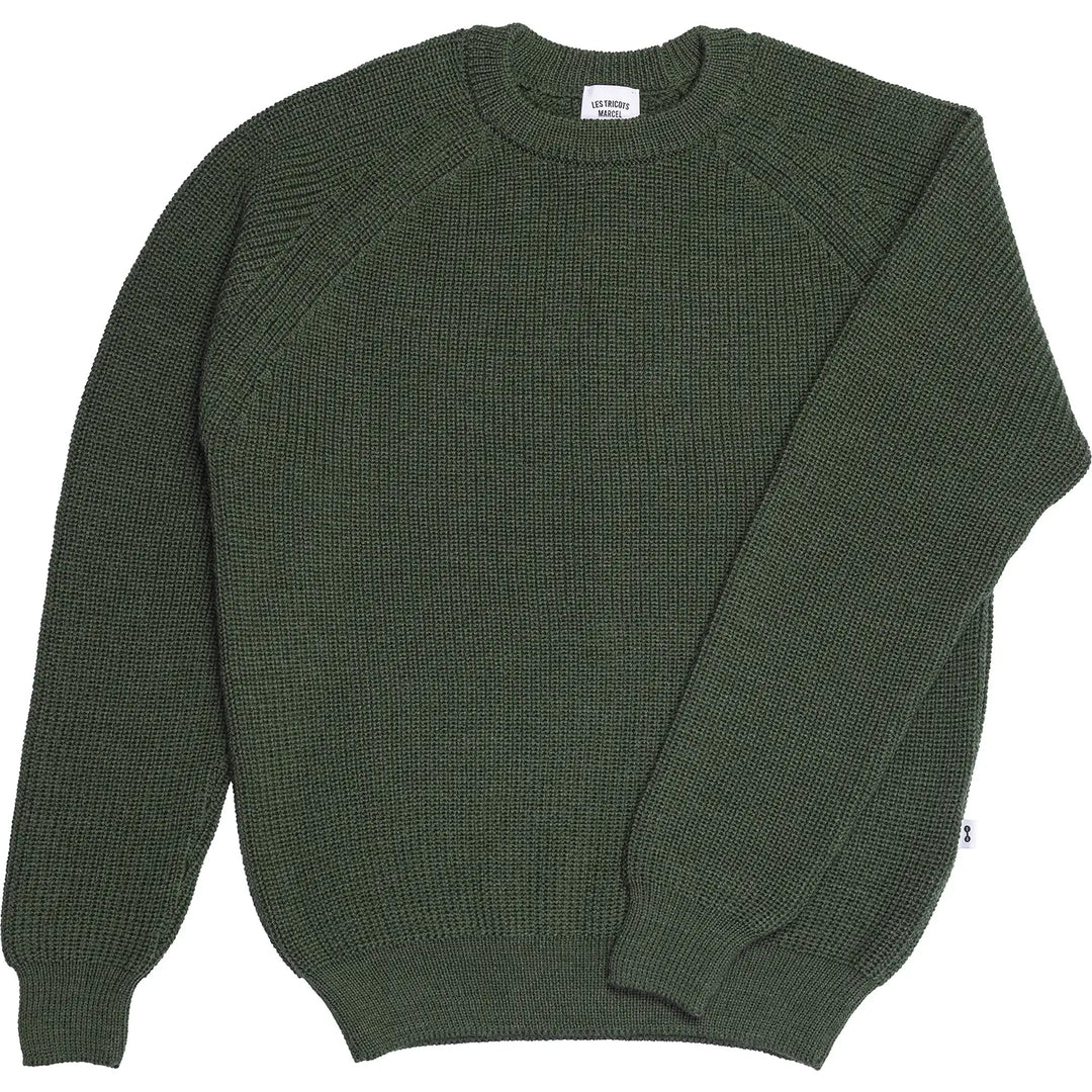 pull en laine mérinos vert kaki