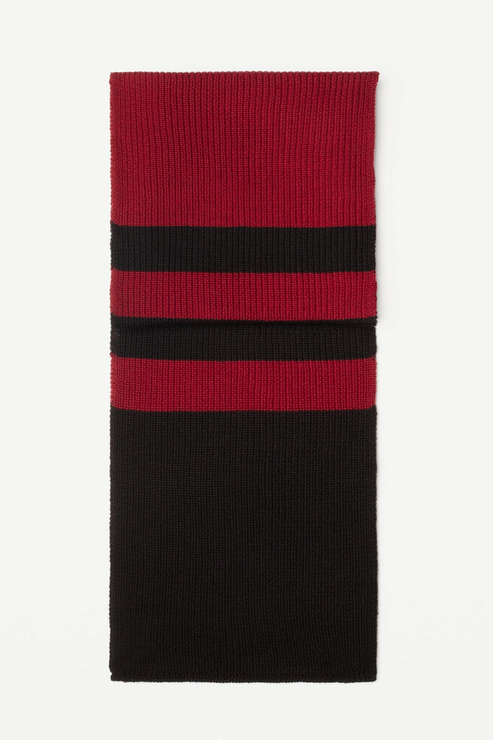 Echarpe laine rayée rouge et noir