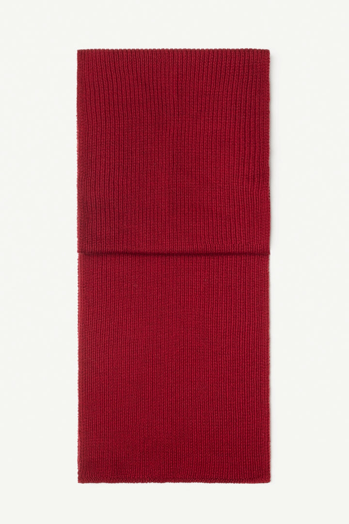 Echarpe unie laine mérinos rouge rubis