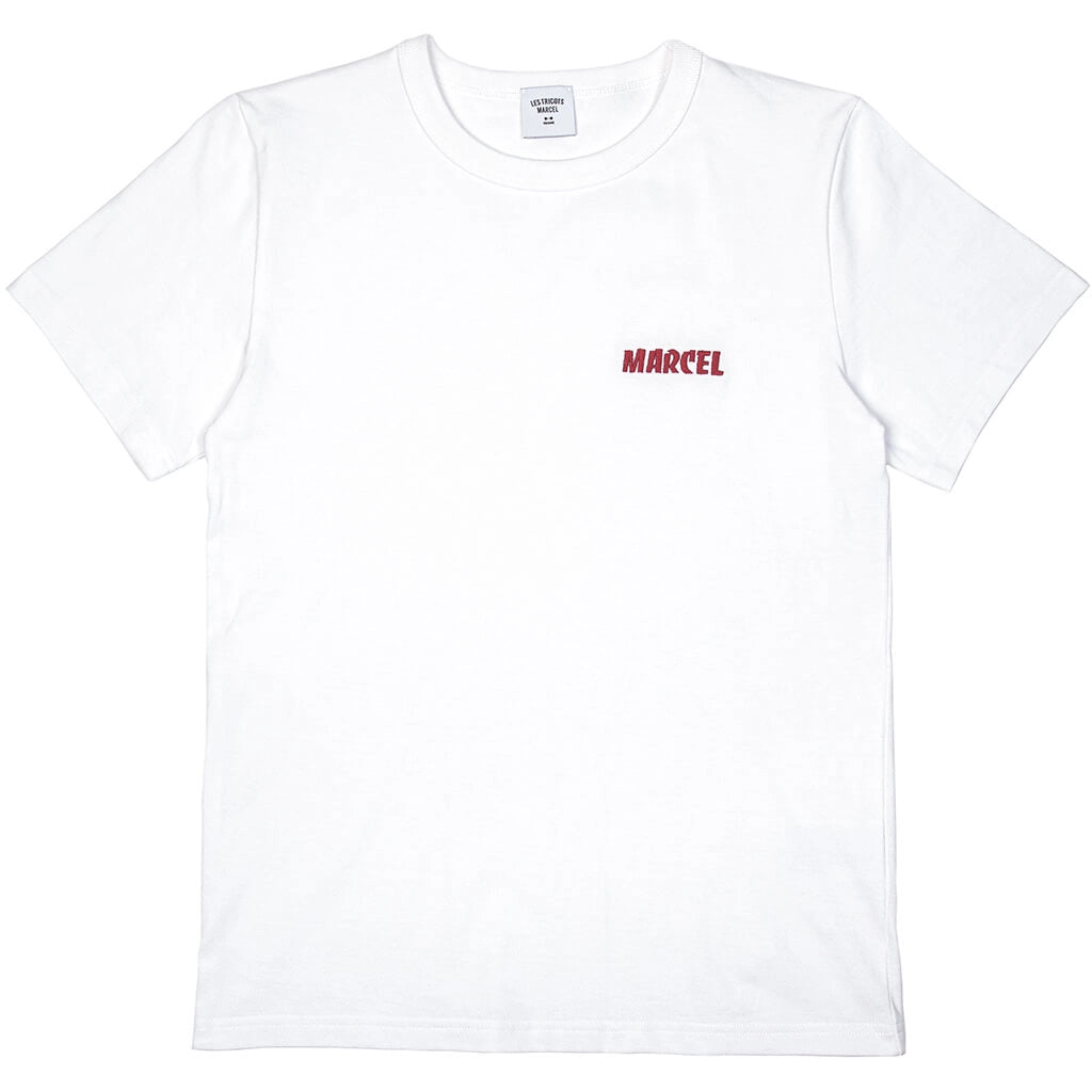 Tee Shirt en coton blanc avec logo Marcel typo banco