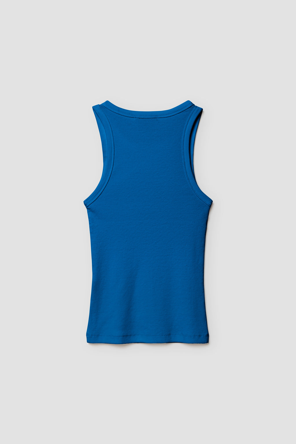 Débardeur Top Marcel bleu femme en coton Pima et élasthanne, vue de dos à plat.