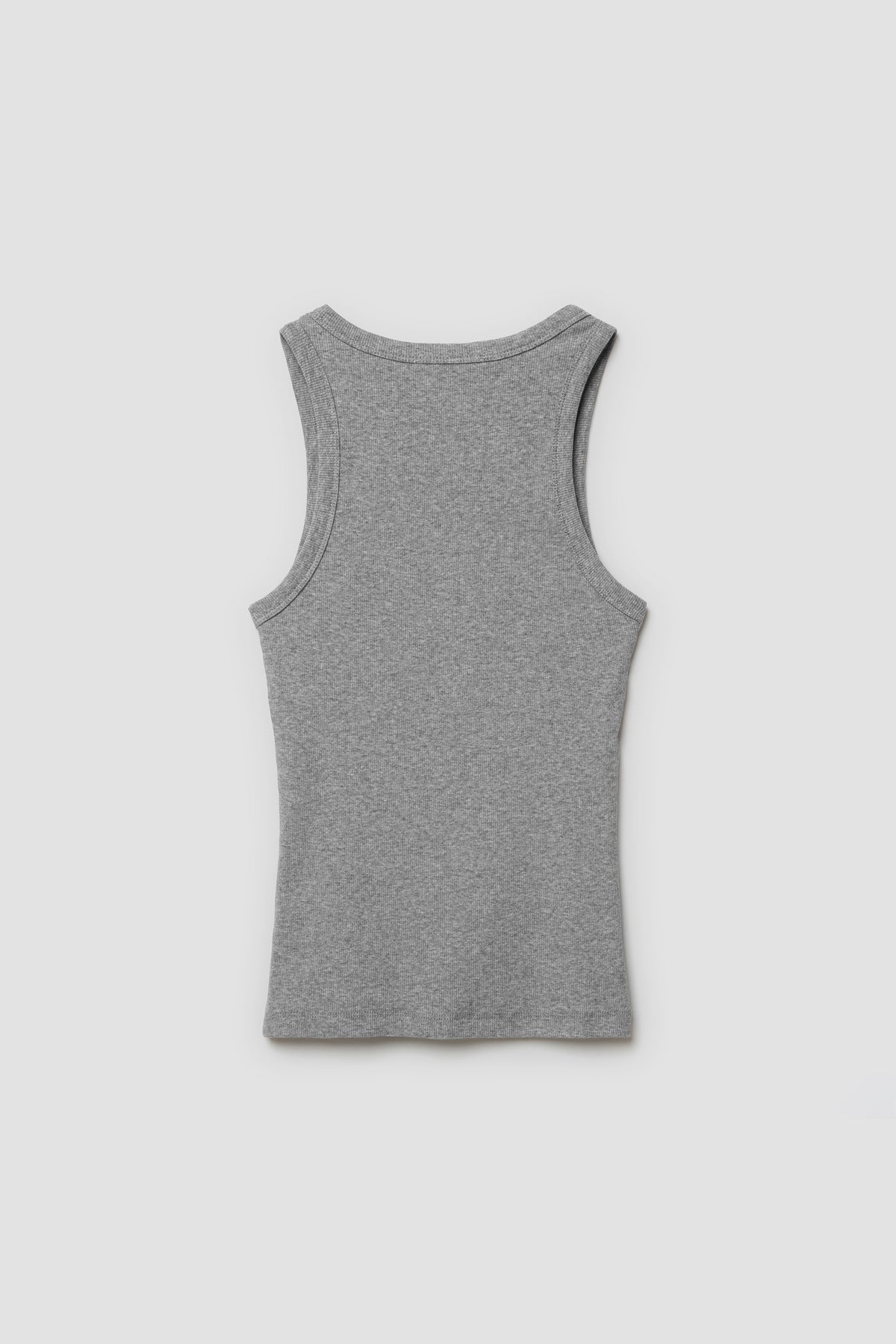 Débardeur Top Marcel gris femme en coton Pima et élasthanne, vue de dos à plat.