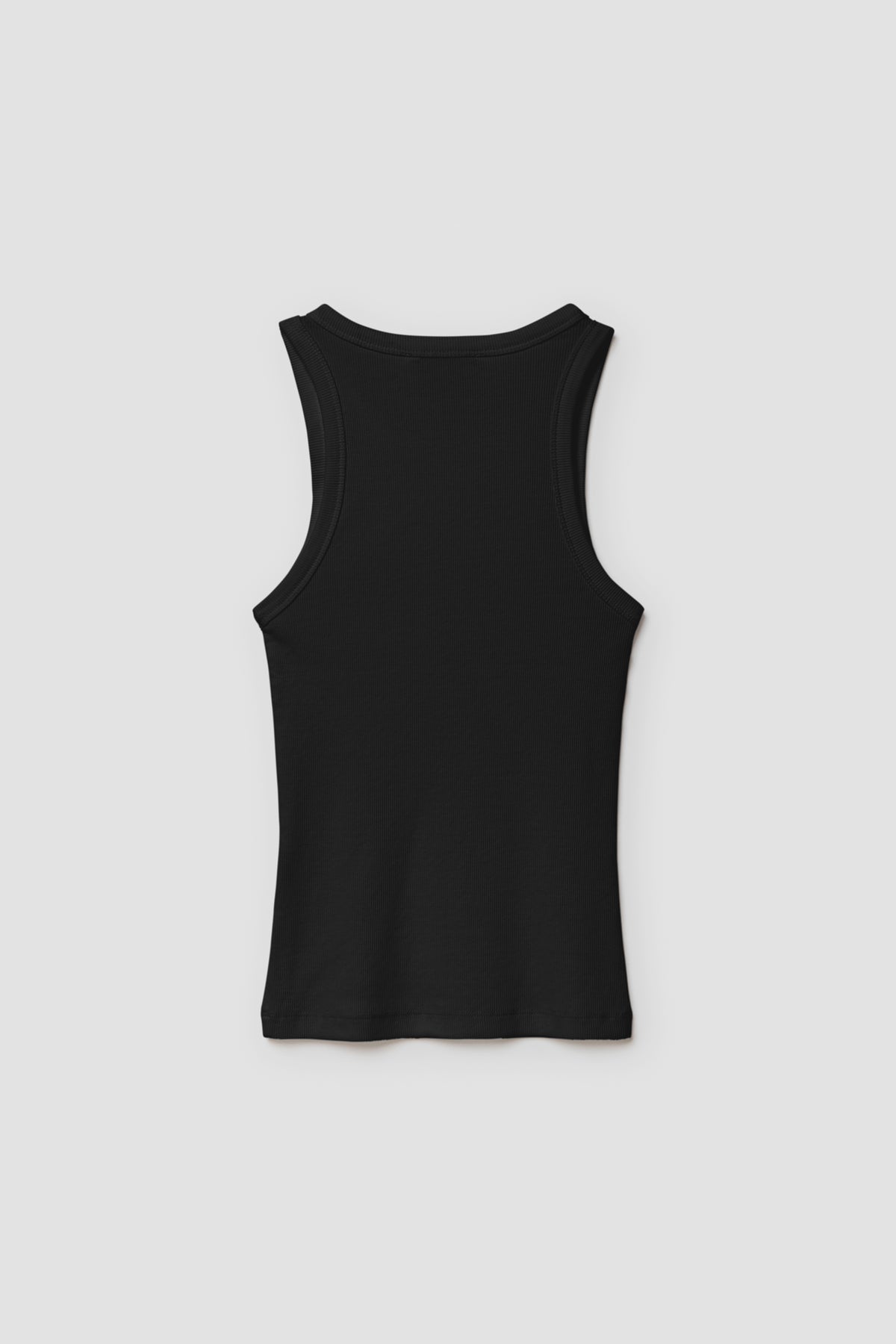 Débardeur Top Marcel noir femme en coton Pima et élasthanne, vue de dos à plat.