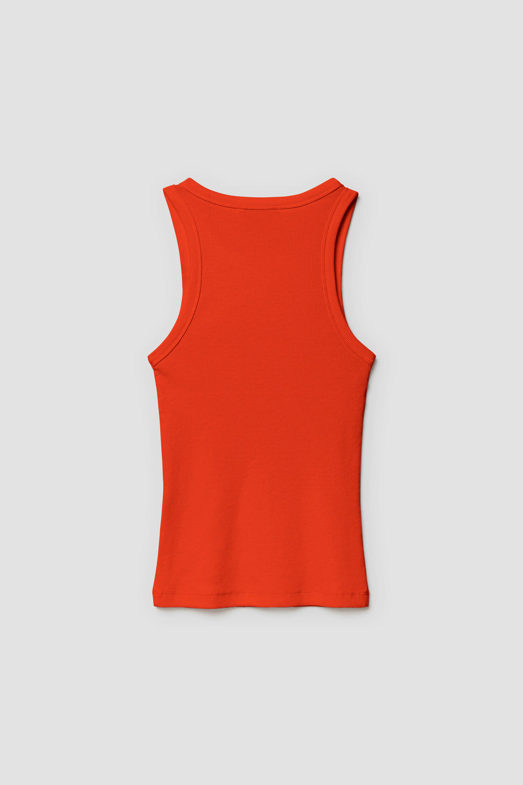 Débardeur Top Marcel orange femme en coton Pima et élasthanne, vue de dos à plat.
