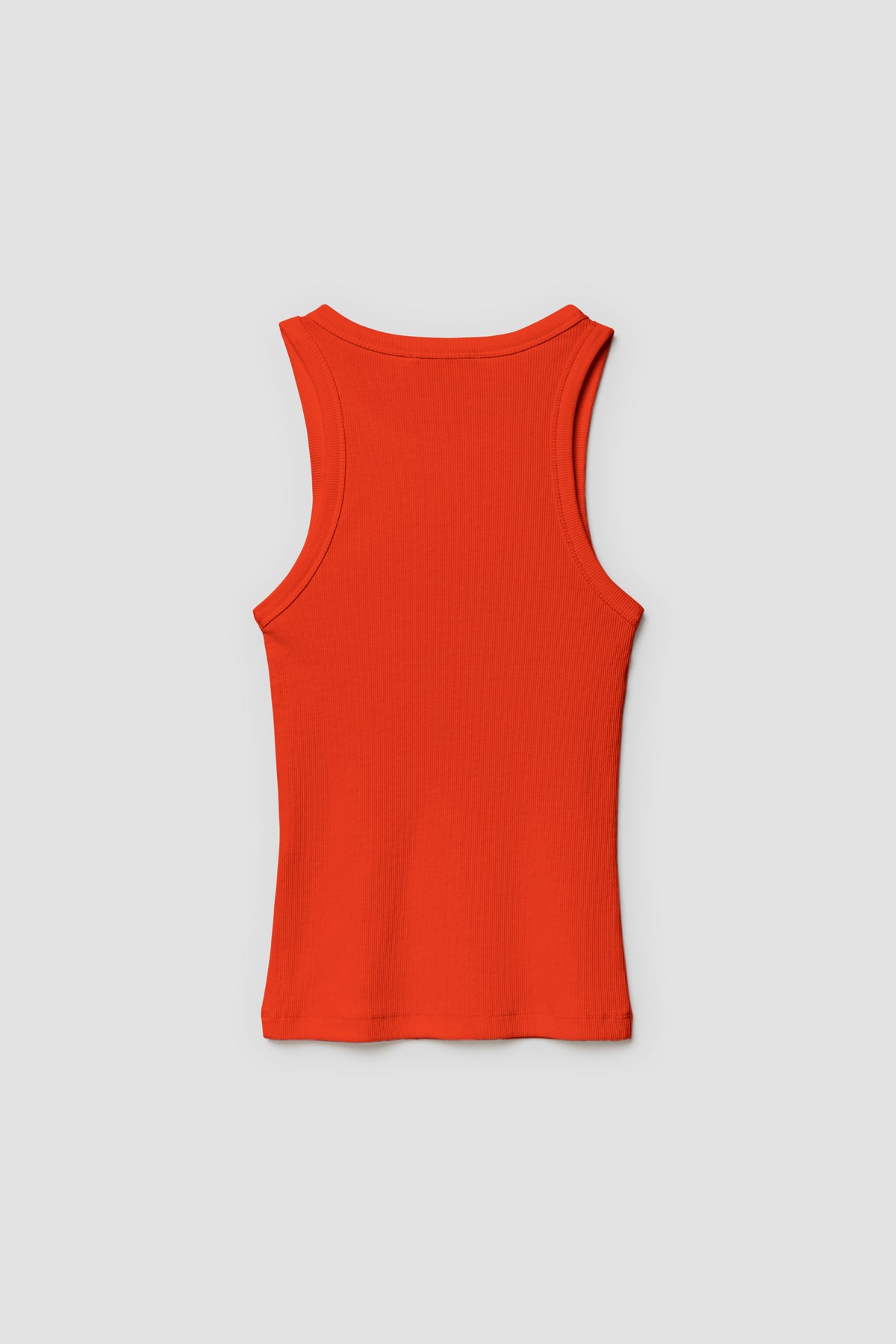 Débardeur Top Marcel orange femme en coton Pima et élasthanne, vue de dos à plat.