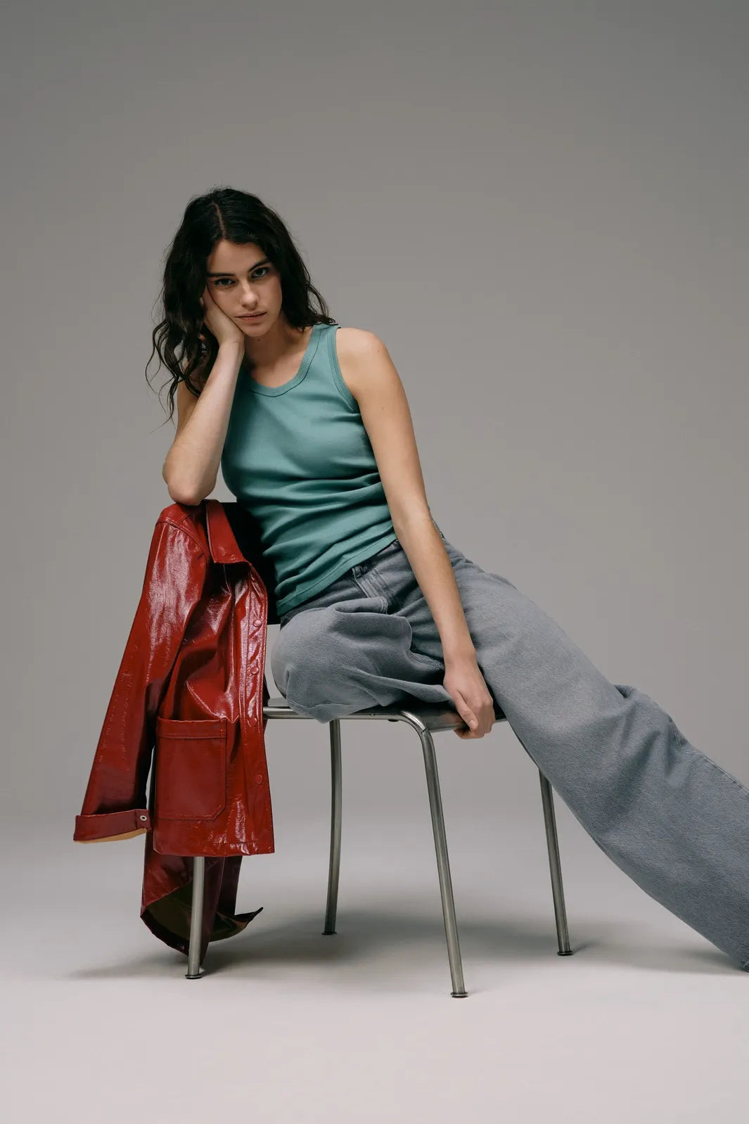 Débardeur Marcel Femme Vert Lagon en coton