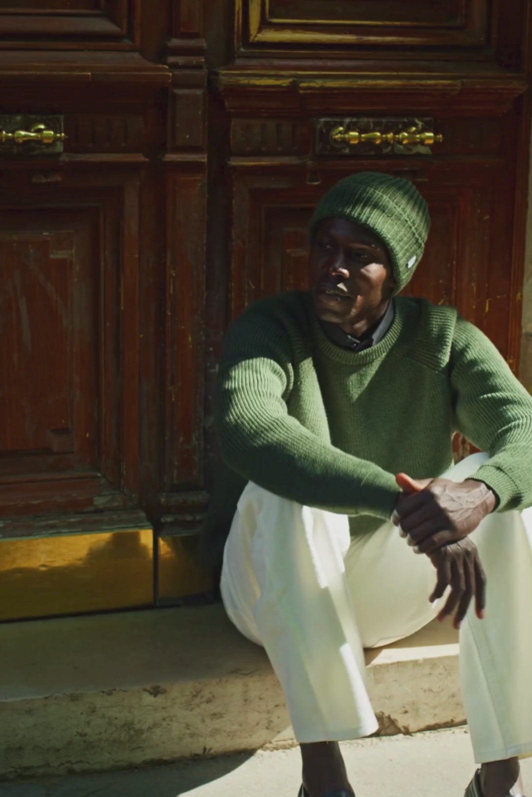 Pull Homme Laine Mérinos - Vert Kaki