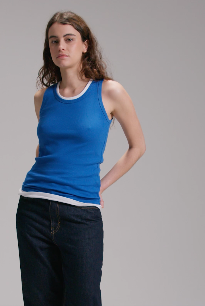 Débardeur Marcel Femme Bleu