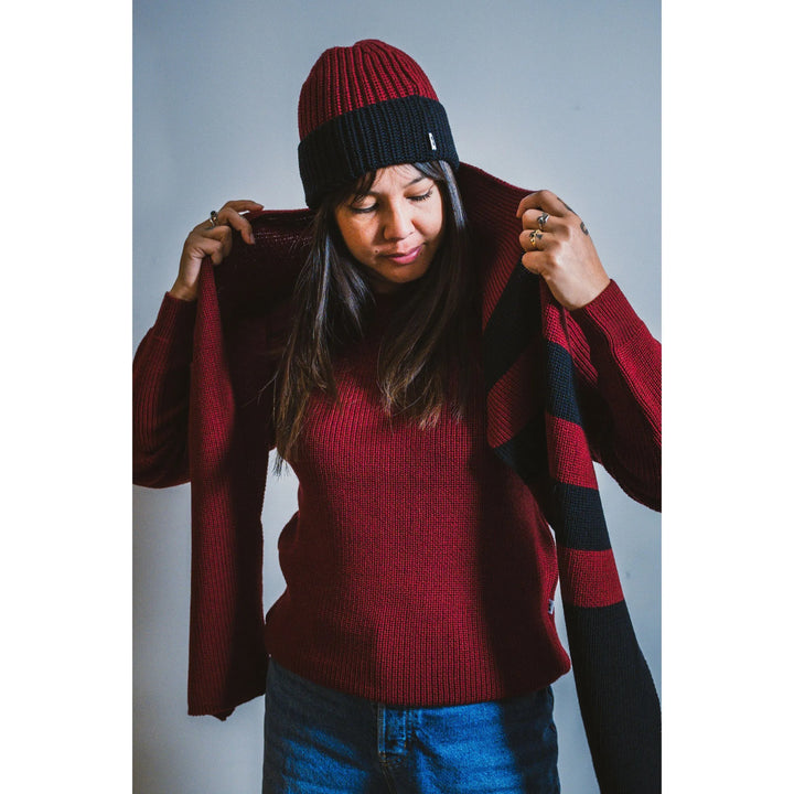 Pull femme en laine bordeaux